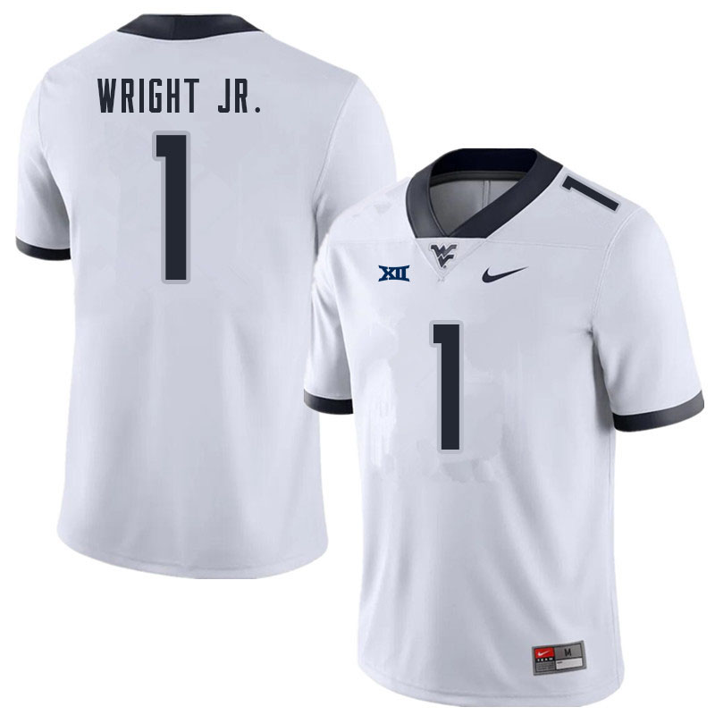 Men #1 Winston Wright Jr. West Virginia Mountaineers College Football Jerseys Sale-White - Click Image to Close
